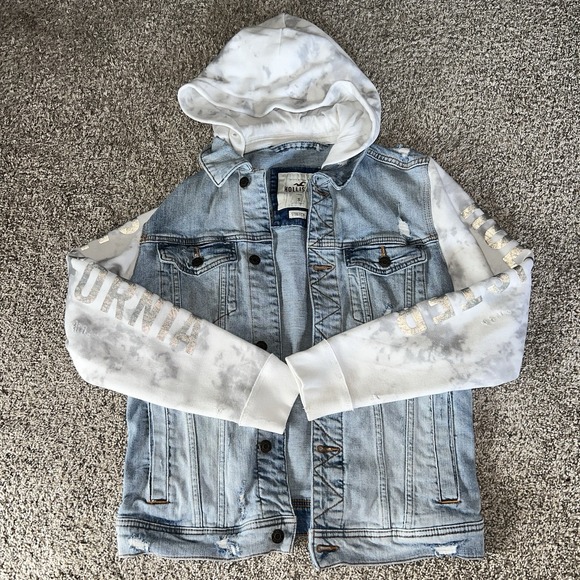 Hollister Other - Hollister Denim Hoodie Jacket S Fleece Long Sleeves Hood Trucker California